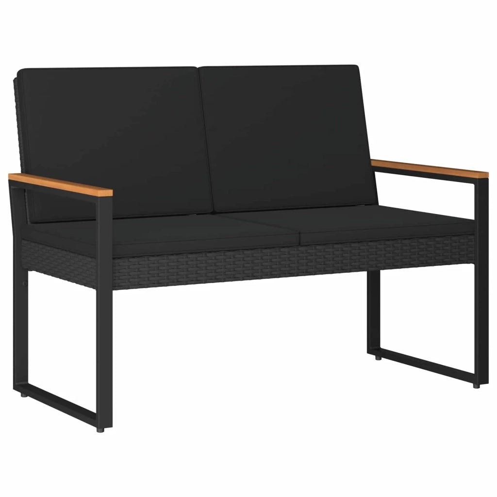 Set Mobili da Esterno con cuscino 4 pz | Set Salotto da Giardino Nero polyrattan