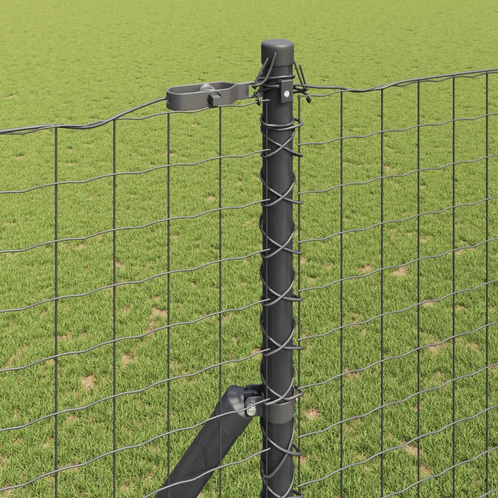 Palo della recinzione 2 pcs Grigio Acciaio Verniciato a Polvere 42012769