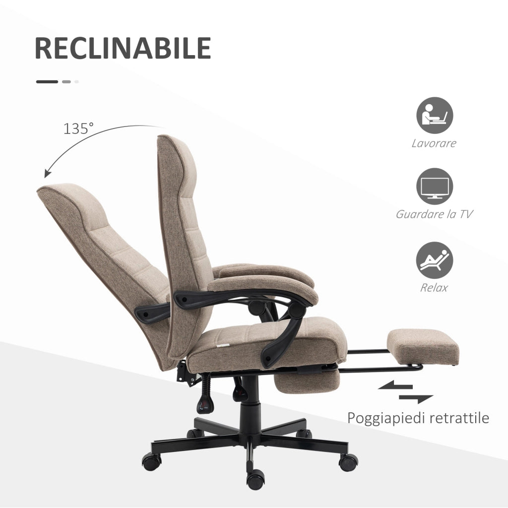 Sedia Poltrona da Ufficio Presidenziale 68x67x106-114 cm con Poggiapiedi Marrone