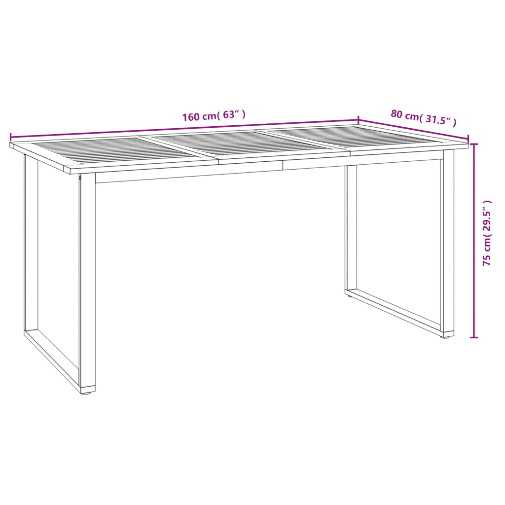 Set Pranzo da Giardino 5 pz Legno Massello di Acacia e Metallo 3155400