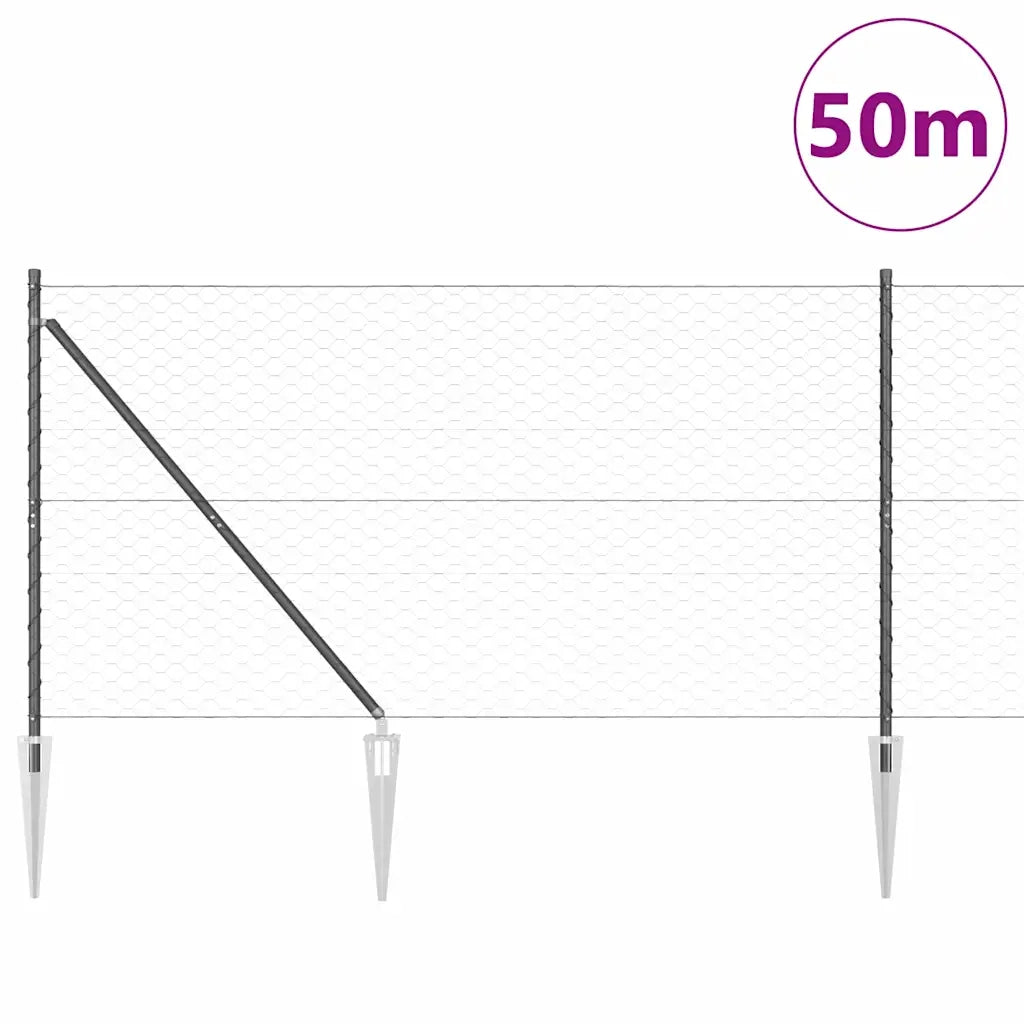 Palo della recinzione Grigio 50 x 1,4 m (maglia da 50 mm)