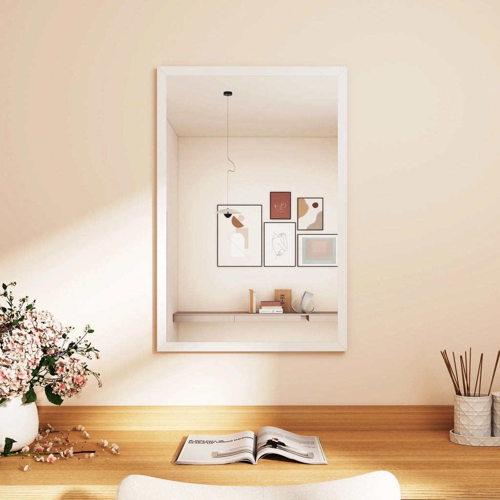 Specchio da Parete Rettangolare ¨C Minimal ¨C Legno Bianco 60x40 cm