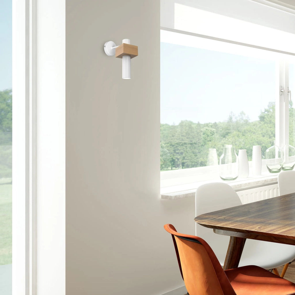 Applique moderna Milagro WEST 1 luce bianca/legno GU10 35W