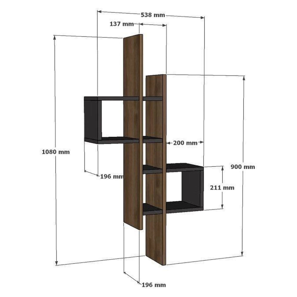 Cupello, Mensola 8 Ripiani, 54x20x108h cm Nero Antracite