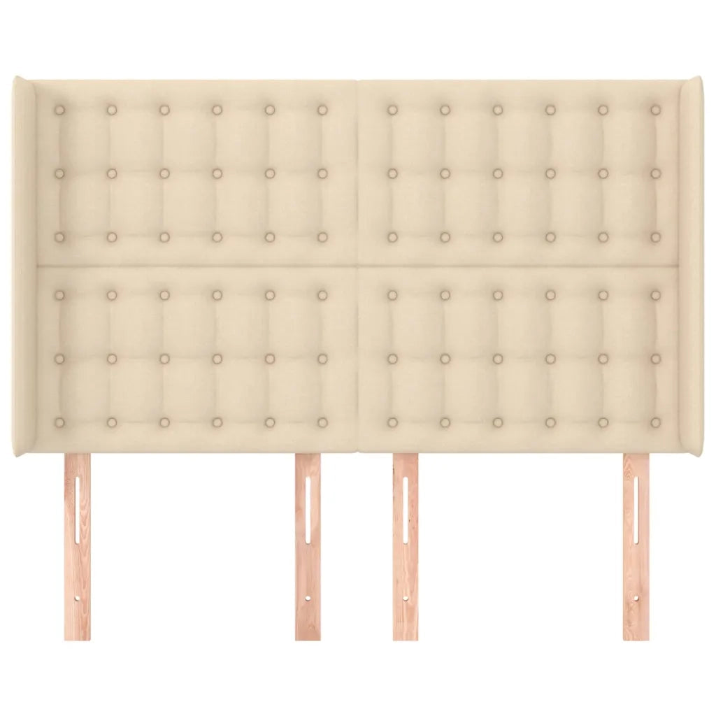 Testiera | Testata ad Orecchio Crema 147x16x118/128 cm in Tessuto