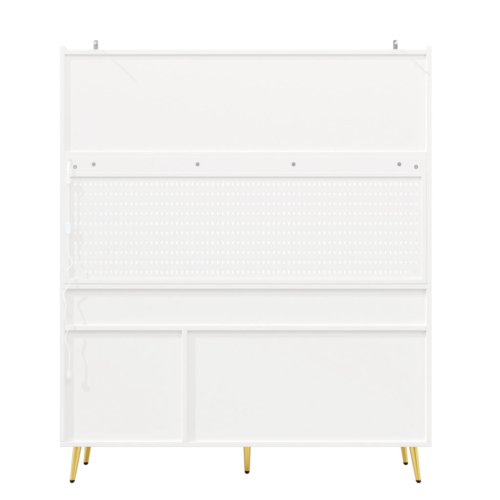 Credenza con Ripiani e Cassetto, LED e App ¨C MINIMAL ¨C Bianco 145x39x171