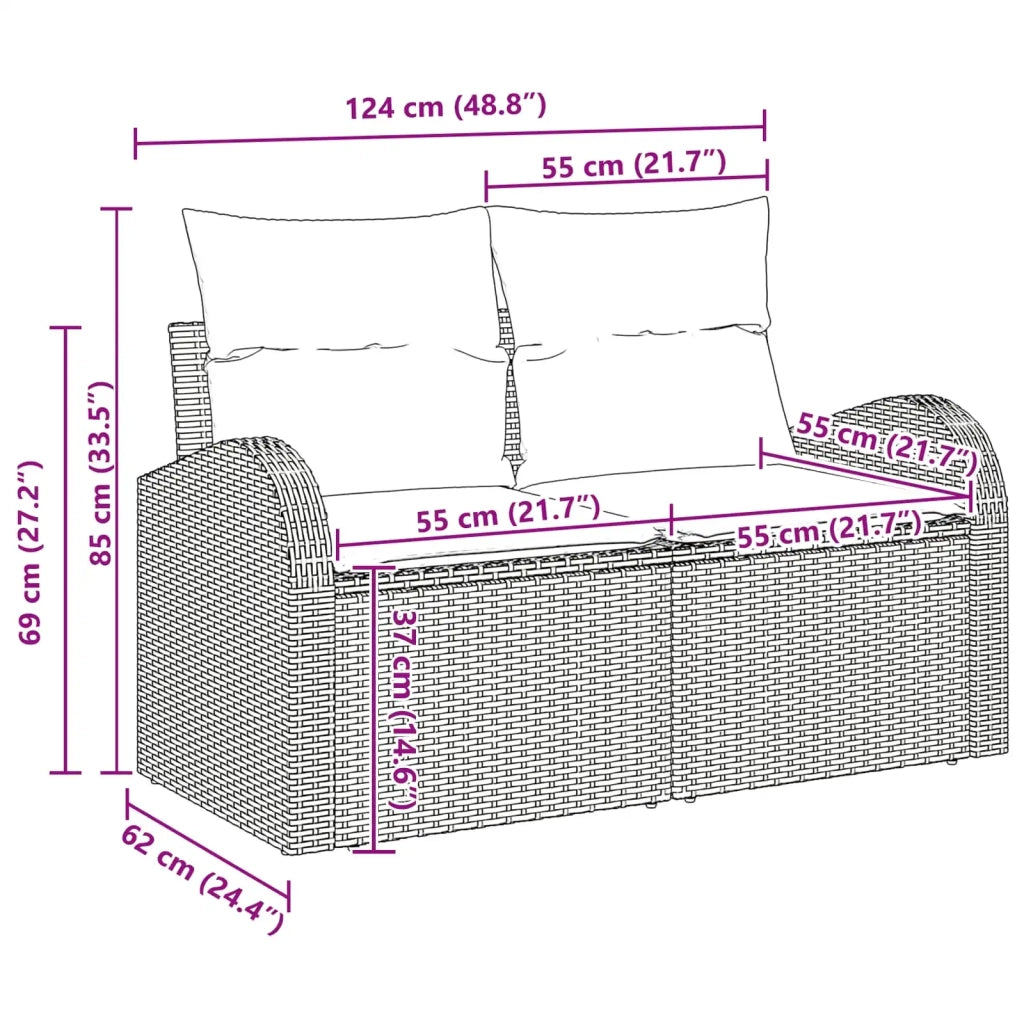 Set Divano da Giardino | Set Salotto da Giardino Marrone polyrattan