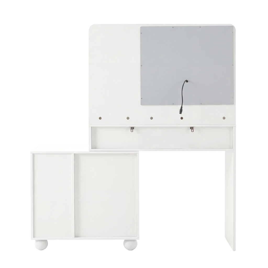 TOELETTA con specchio LED, 80x39,8x127 cm, bianca, con 5 cassetti