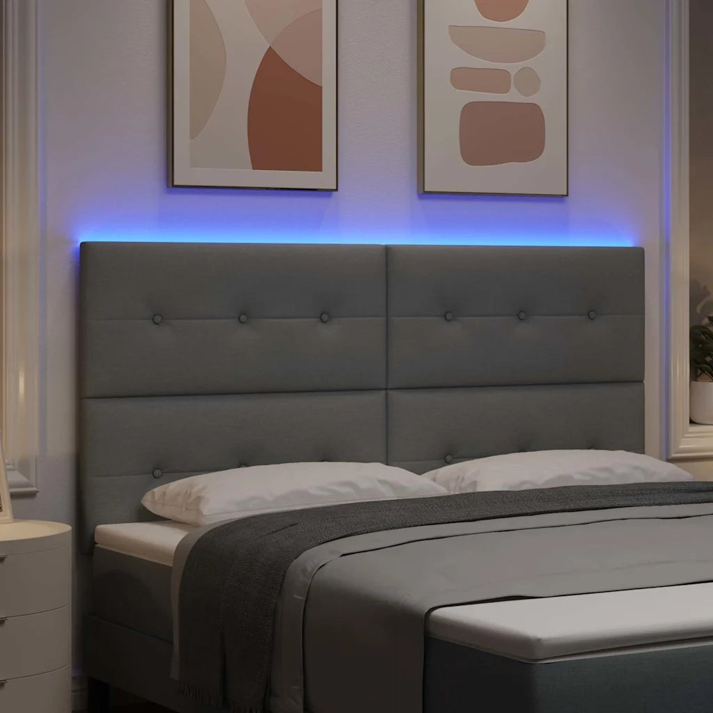 Testiera LED con strisce LED Grigio chiaro 180 cm Tessuto 3338449
