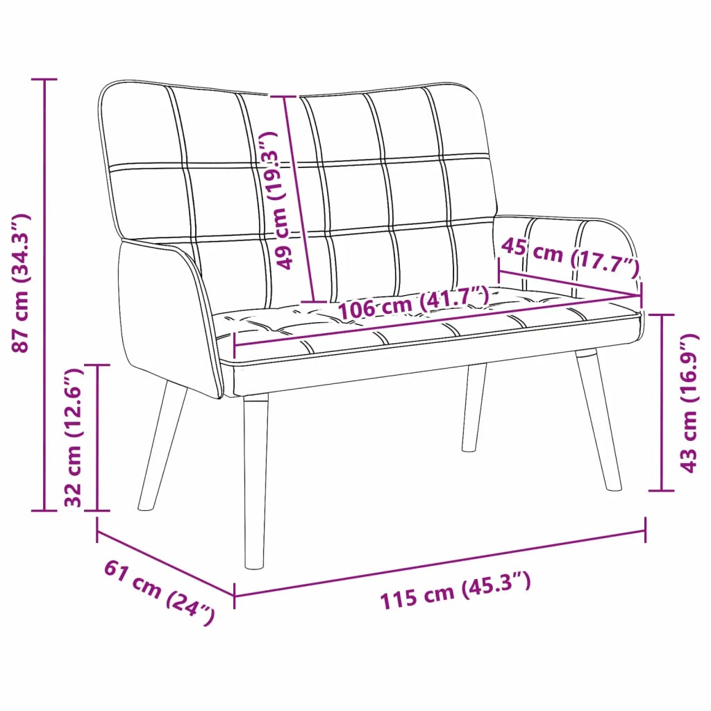 Sofa a Due Posti Marrone Scuro 115 x 61 x 87 cm Tessuto 42028895