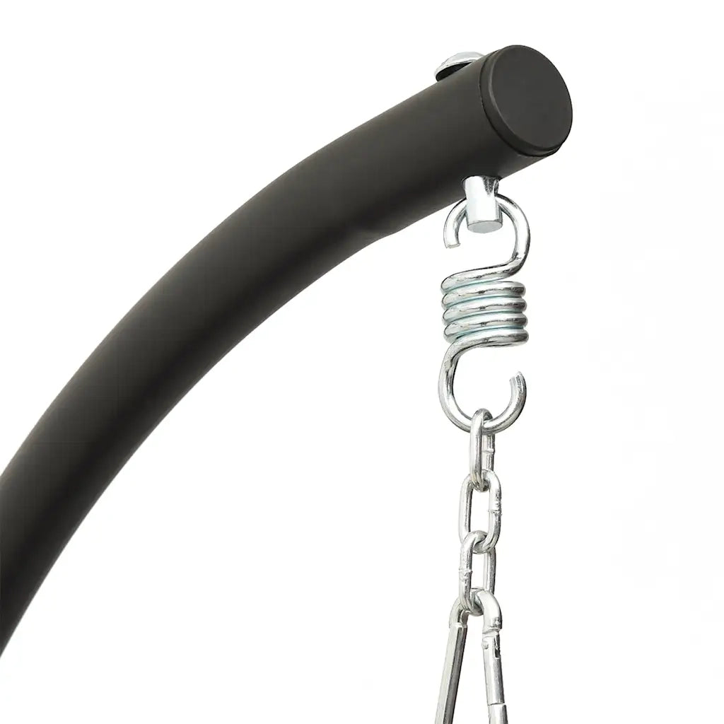 Sedia Dondolo Giardino-Sedia da esterno con Cuscino Nero Tessuto Oxford Acciaio