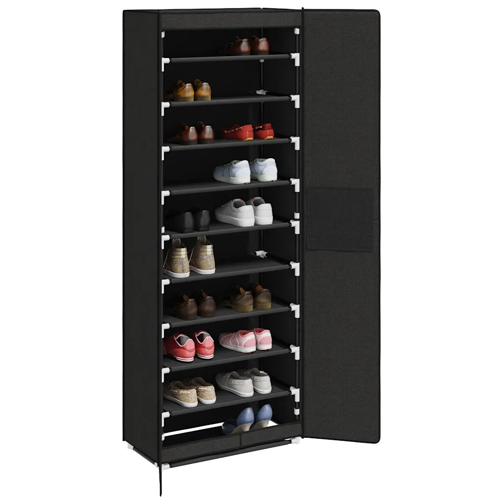 Scarpiera Nera 60x30x166 cm in Tessuto 282463