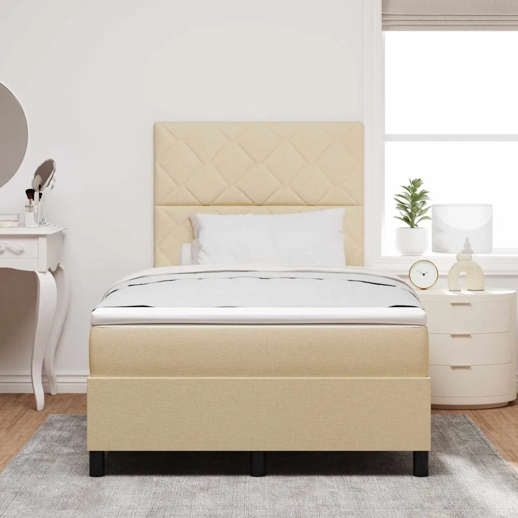 Letto a molle con materasso Crema 120 x 200 cm Tessuto 3339460