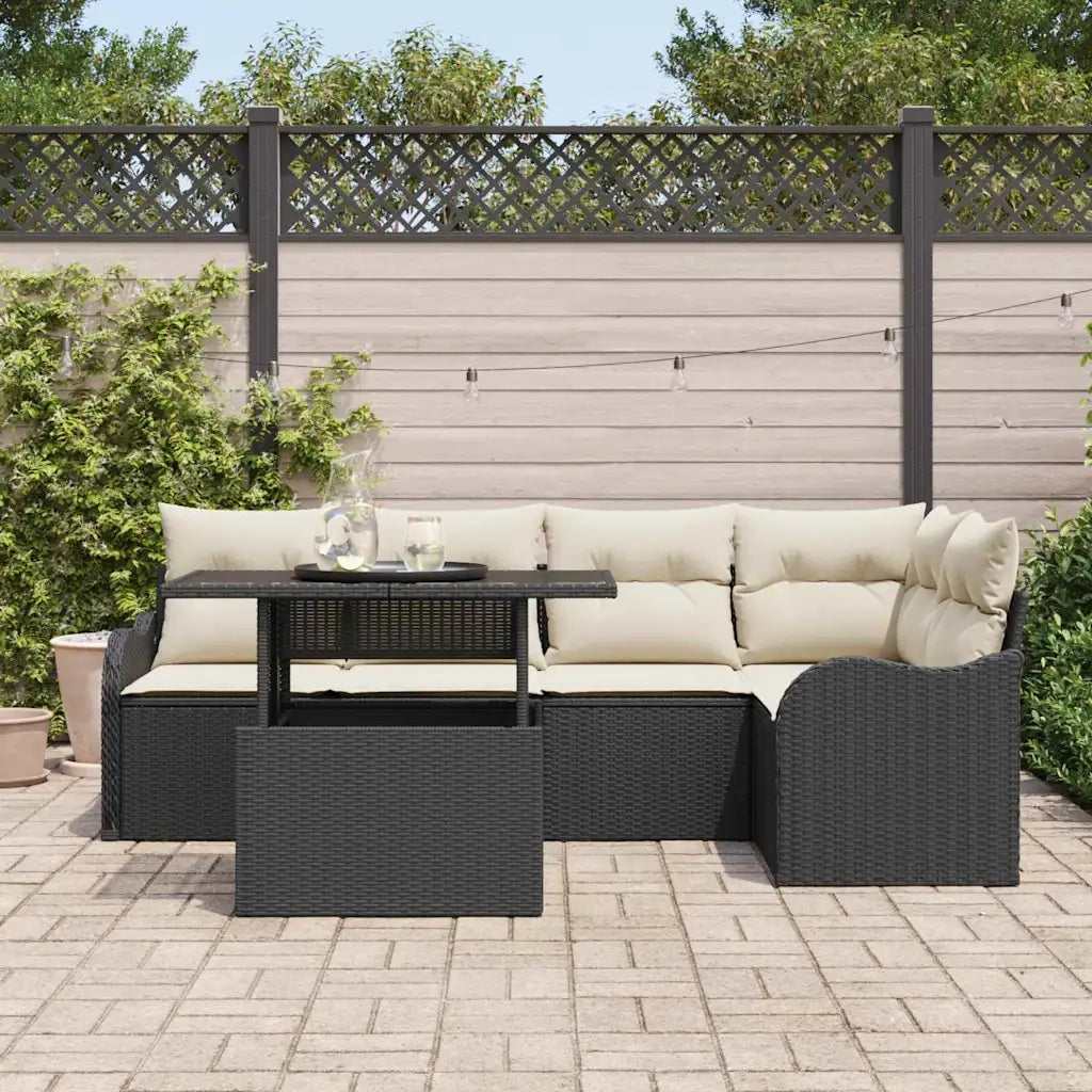 Set Divano da Giardino 6 pcs Nero Rattan in Polipropilene 3357200