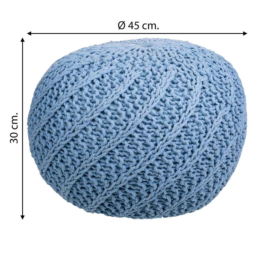 Puff de algodón trenzado azul 45x45x30