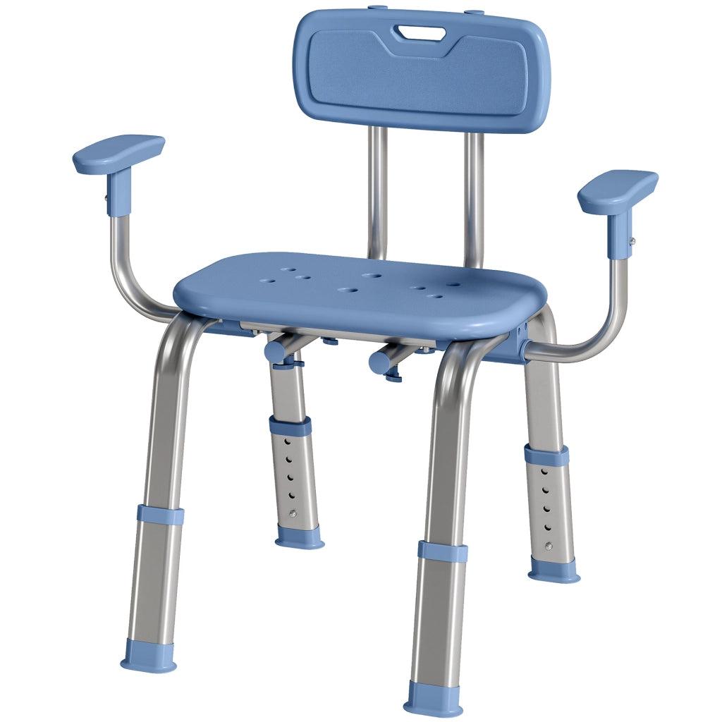 Sedia da Doccia Ergonomica con Braccioli e Schienale ¨C Xylo ¨C Altezza Regolabile Blu