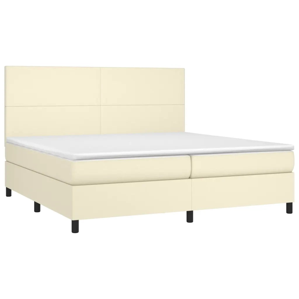 Giroletto a Molle con Materasso e LED Crema 200x200 cm 3135845