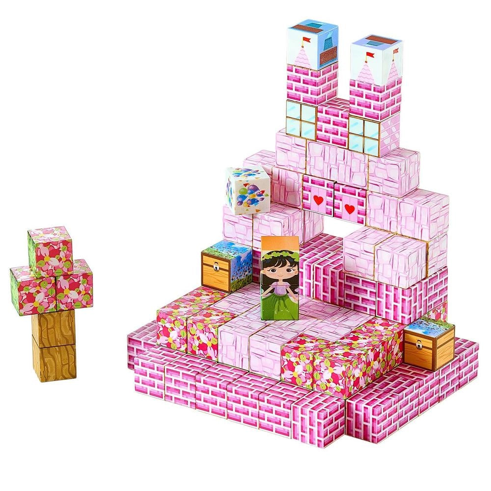 Blocchi Magnetici 100 Pezzi Castello Principessa Cubi Costruzione Bambini Sensoriali STEM Montessori Impilabile