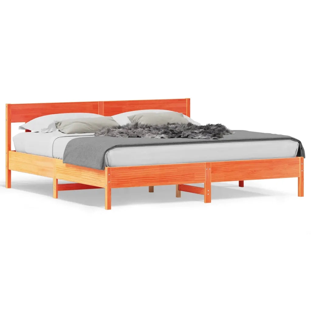 Giroletto senza Materasso-Struttura Letto Marrone Cera 200x200 cm Legno di Pino 895877