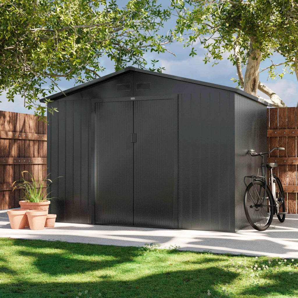 Casetta da giardino in metallo con kit di ancoraggio, 5.9m², antracite