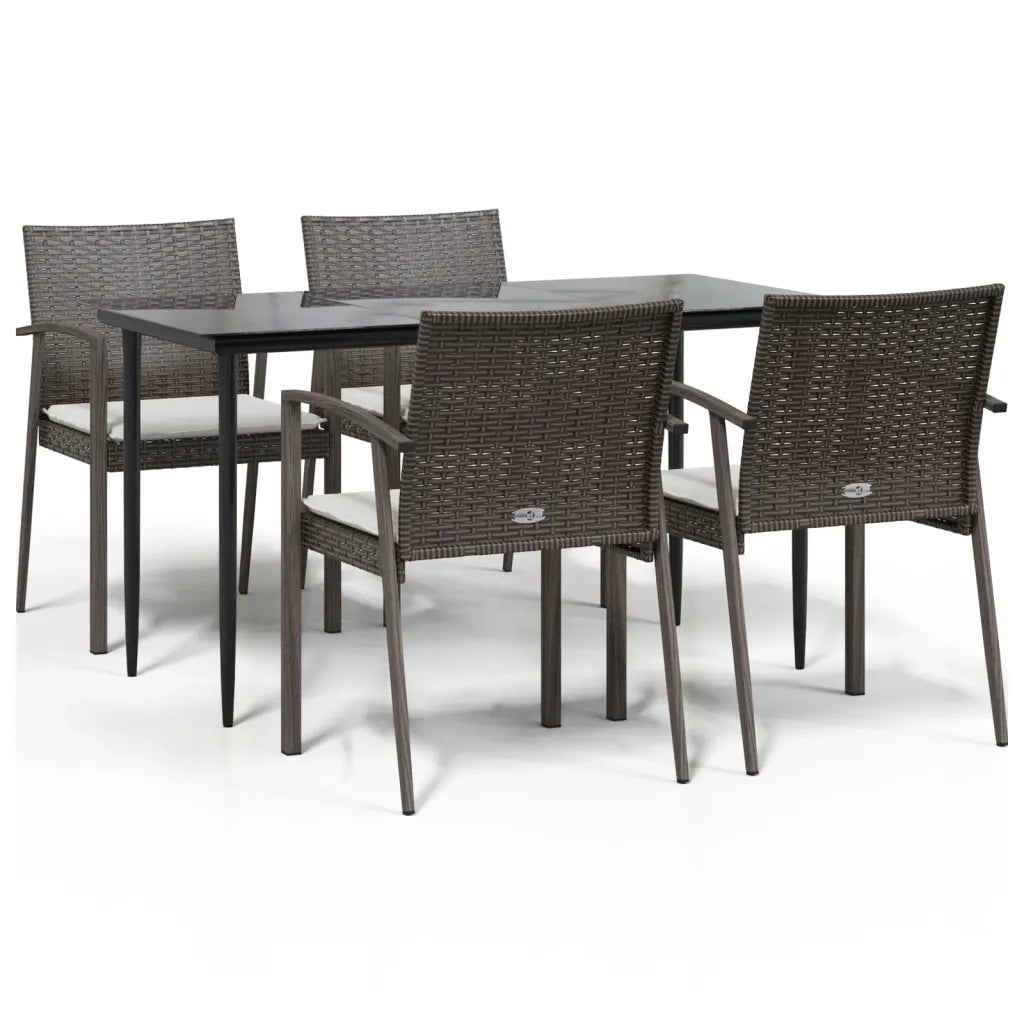 Set Pranzo da Giardino 5pz con Cuscini in Polyrattan e Acciaio 3186973