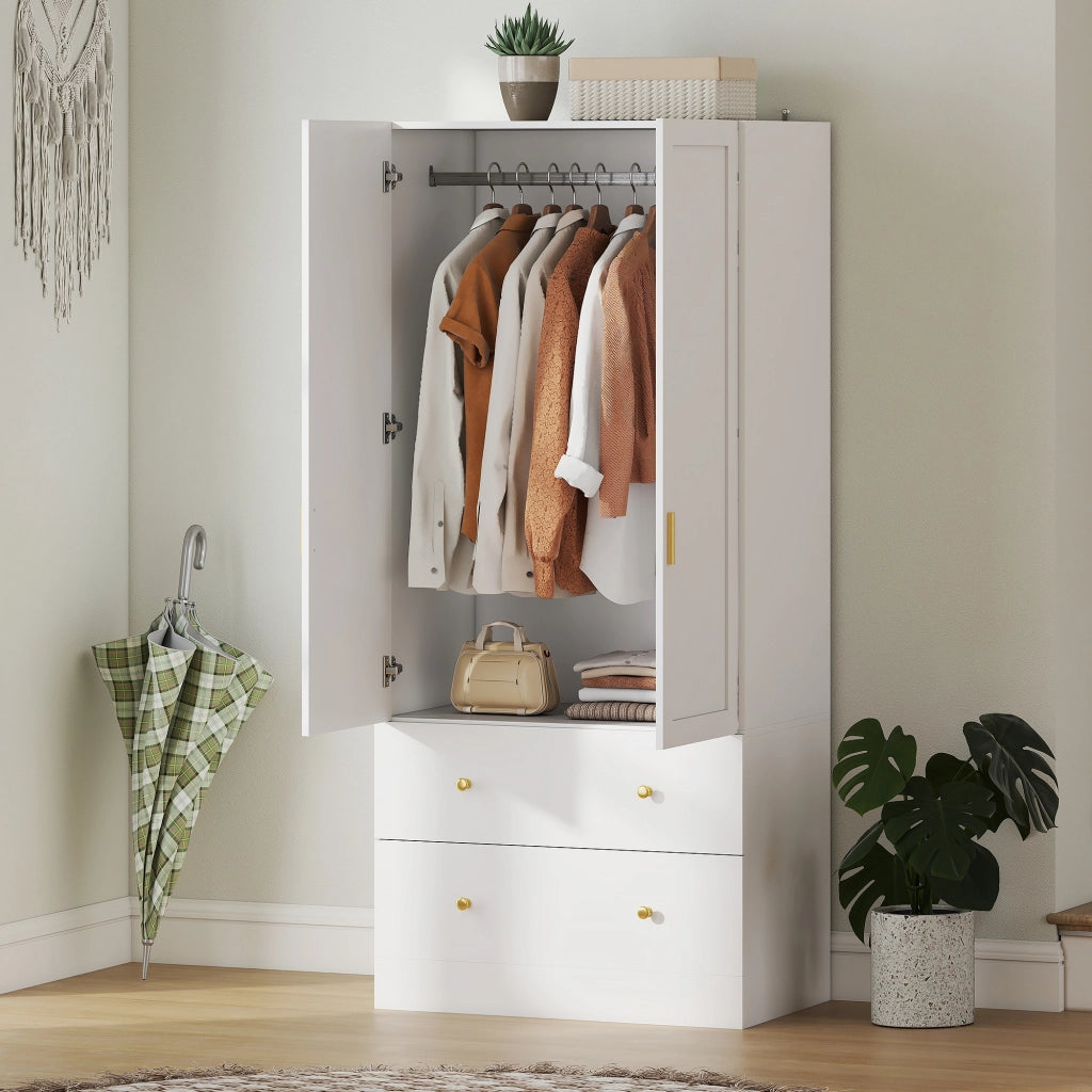 Armadio con specchio e cassetti ¨C Minimal ¨C Bianco 80x50x180 cm