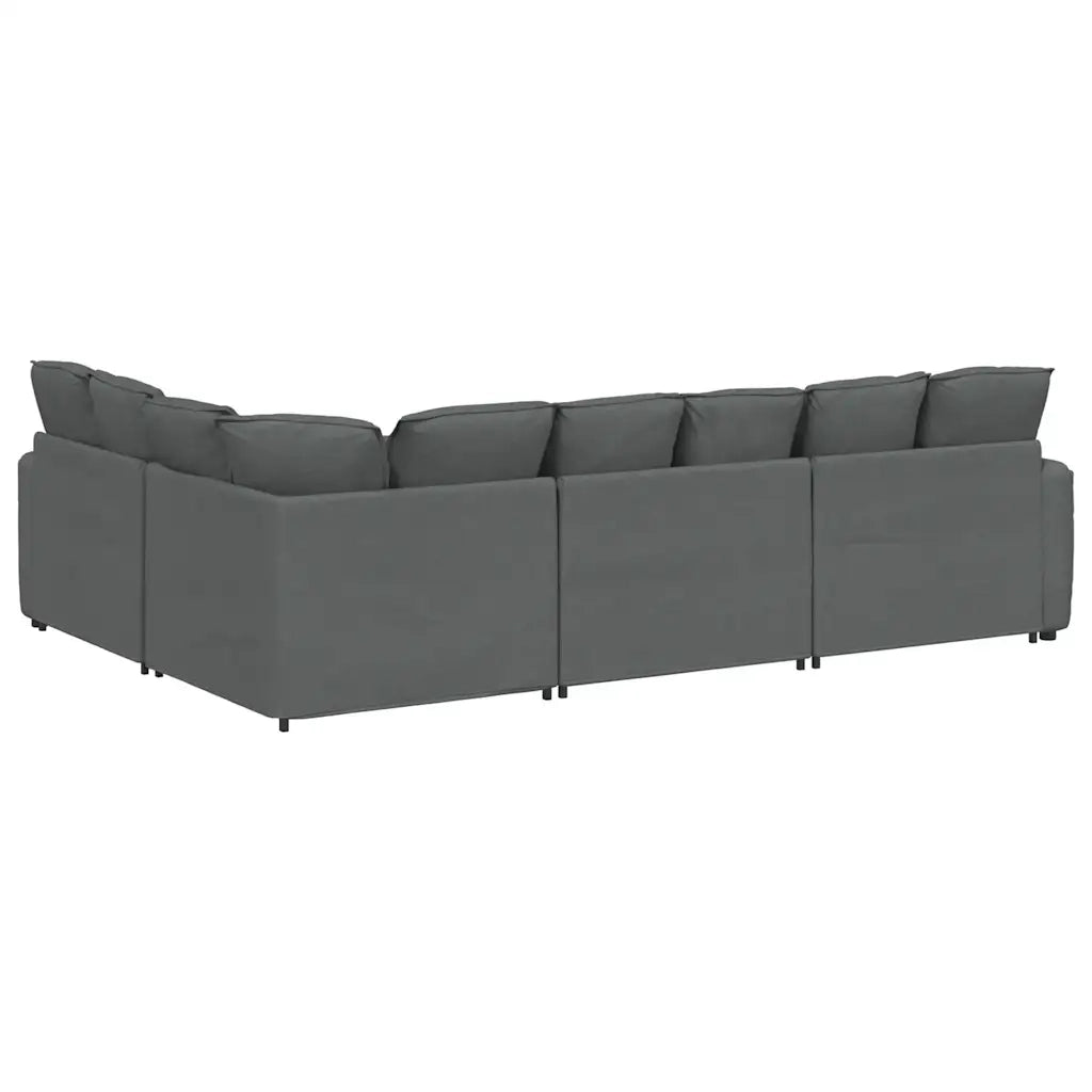 Divano Modulare con Cuscini in Tessuto Grigio Scuro 3321148