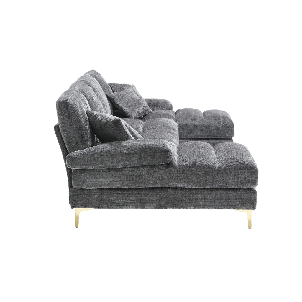 Divano angolare U ¨C MINIMAL ¨C Chenille, 5 posti, grigio