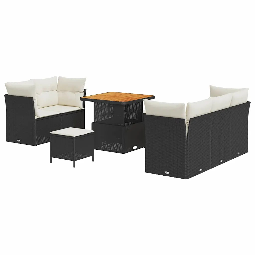 Set Divano da Giardino 8 pcs Nero e Crema polyrattan 3363375
