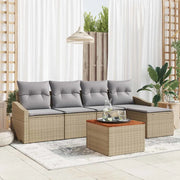 Set Divano da Giardino con cuscino 6 pcs Beige polyrattan 3347819