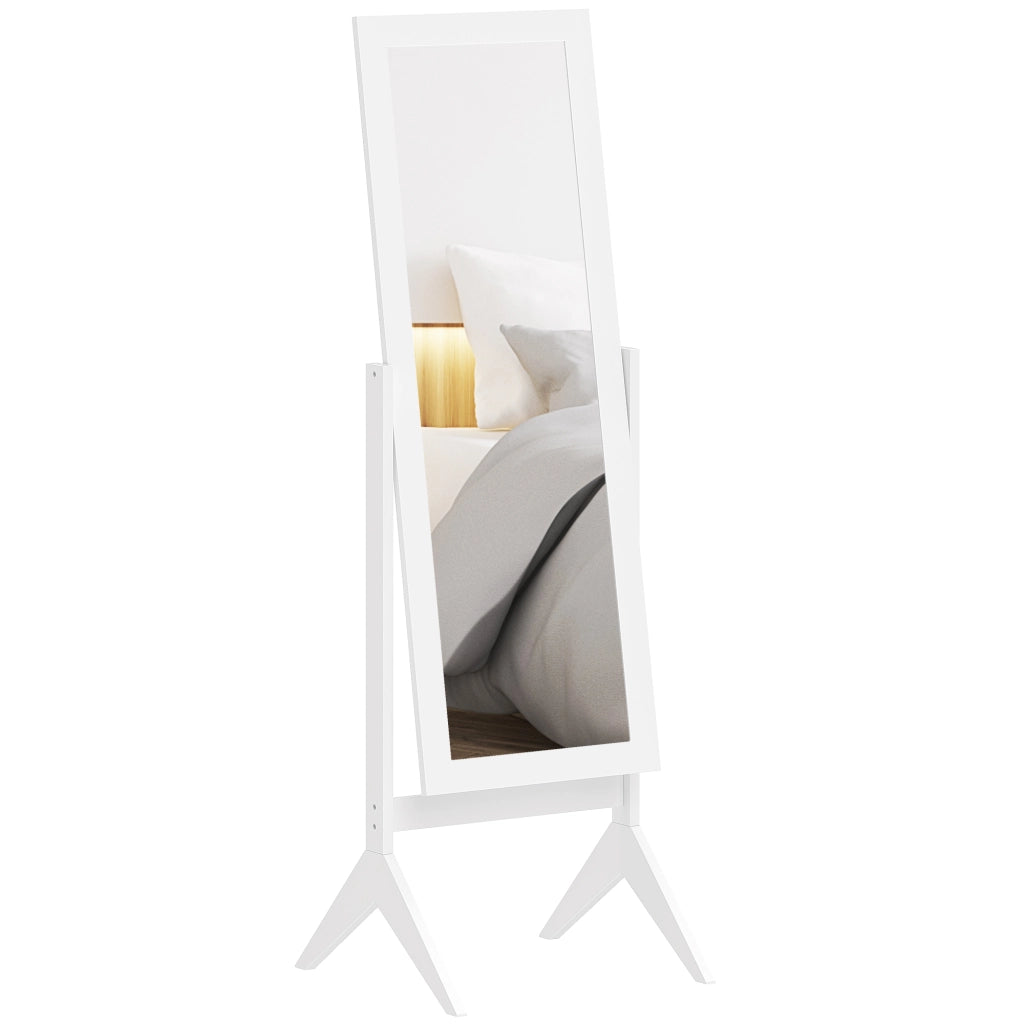 Specchio da Terra con Supporto Regolabile ¨C Xylo ¨C Legno Bianco 47x46x148 cm