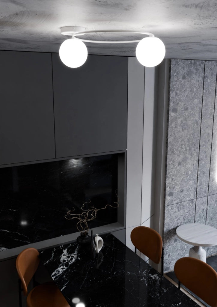 Plafoniera Emibig SOPRA 2 luci E14 vetro bianco 47cm