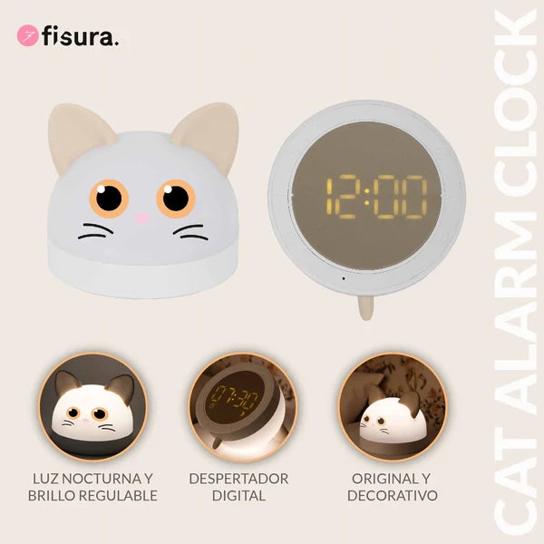 Sveglia e luce notturna gatto