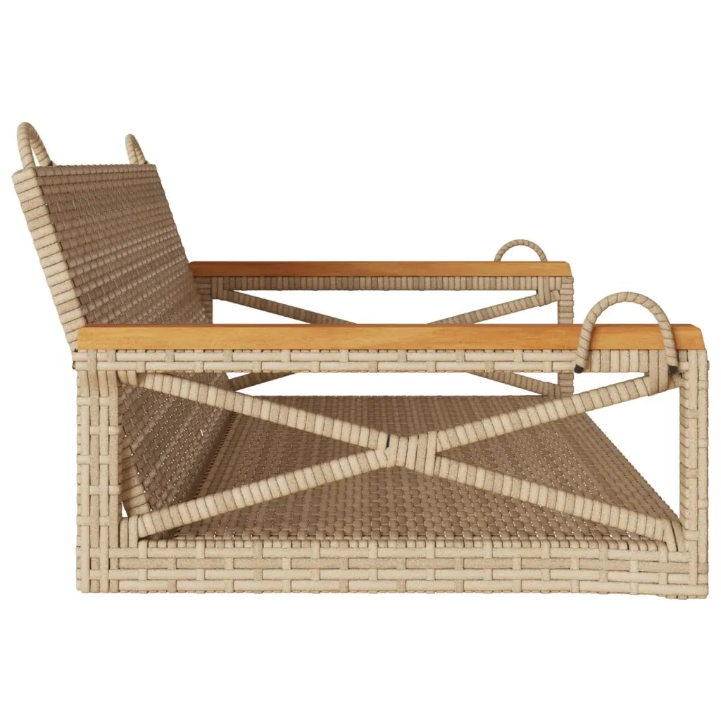 Panca da Giardino | Panchina a Dondolo Beige 109x62x40 cm in Polyrattan