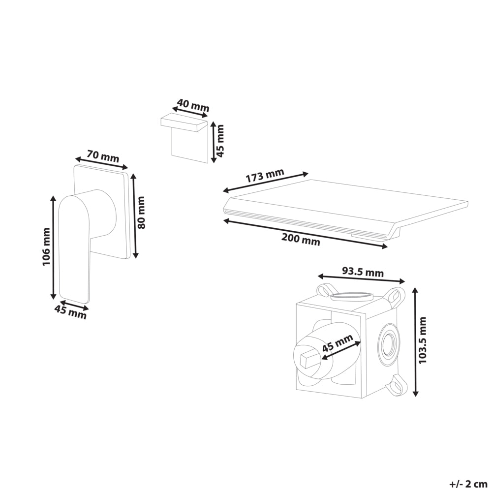 Rubinetto a cascata per lavabo a parete in ottone oro monocomando