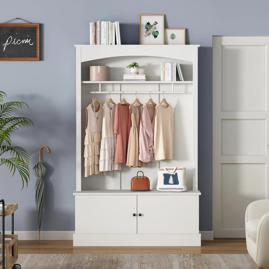 Scarpiera Armadio Ingresso con Panca ¨C MINIMAL ¨C Bianco, Ripiani Regolabili, Salvaspazio