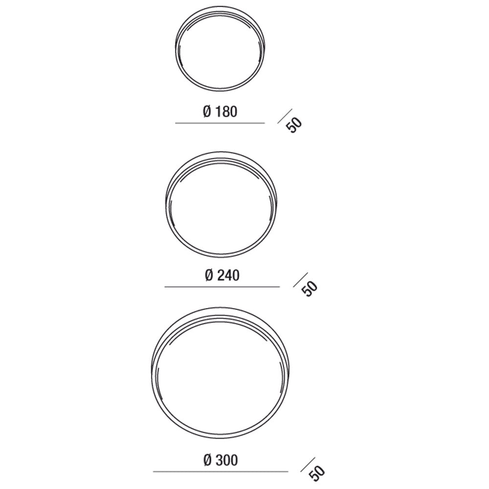 Olly Plafoniera LED a soffitto in metallo e policarbonato, luce calda 3000K, 30W, IP54, design circolare minimalista bianco, codice 3315-65-102
