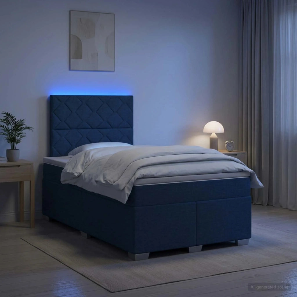 Letto box spring con materasso Blu 120 x 200 cm Tessuto 3454858