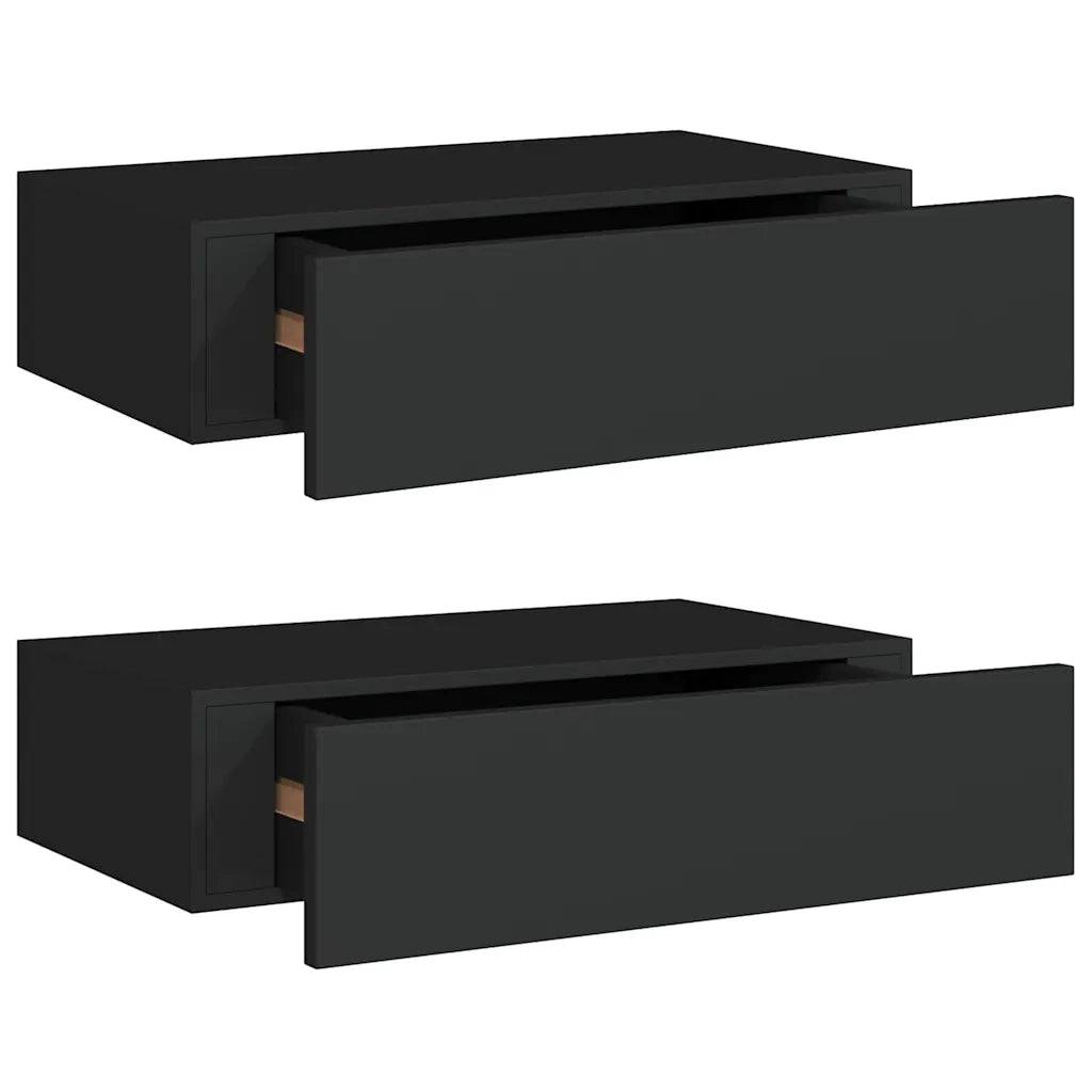 Scaffali con Cassetti da Parete 2 pz Neri 40x23,5x10 cm MDF 330244