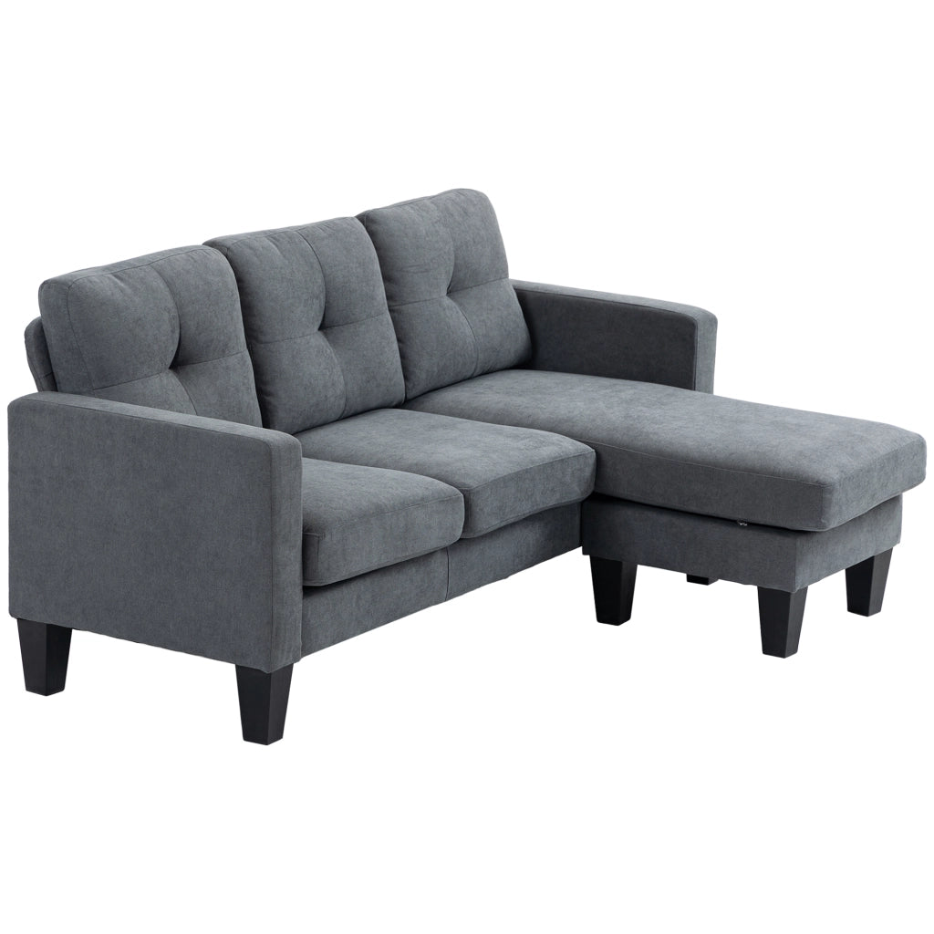 Divano angolare con chaise longue ¨C Minimal ¨C Tessuto grigio scuro 90x