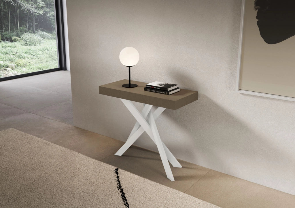 Consolle allungabile 90x40/300 cm Sakuro Tortora gambe bianche