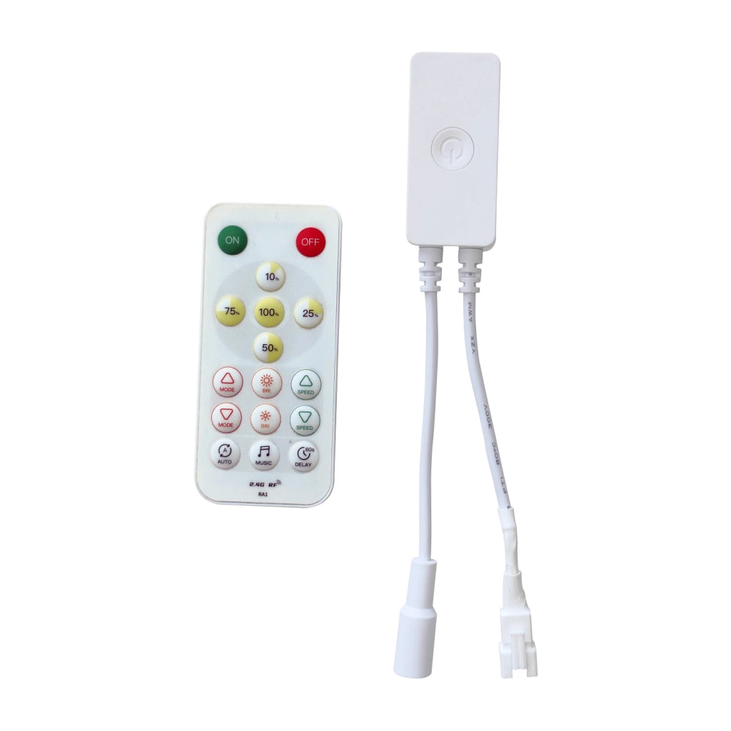 Alcapower Controller Remoto per Strisce LED Digital White 5-24V con Tecnologia Smart App, Microfono Integrato e Telecomando RF 2.4GHz Incluso