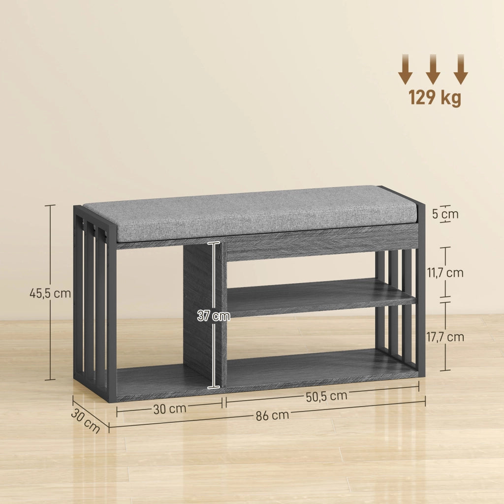 Scarpiera con panca e 3 ripiani ¨C zephmum ¨C grigio