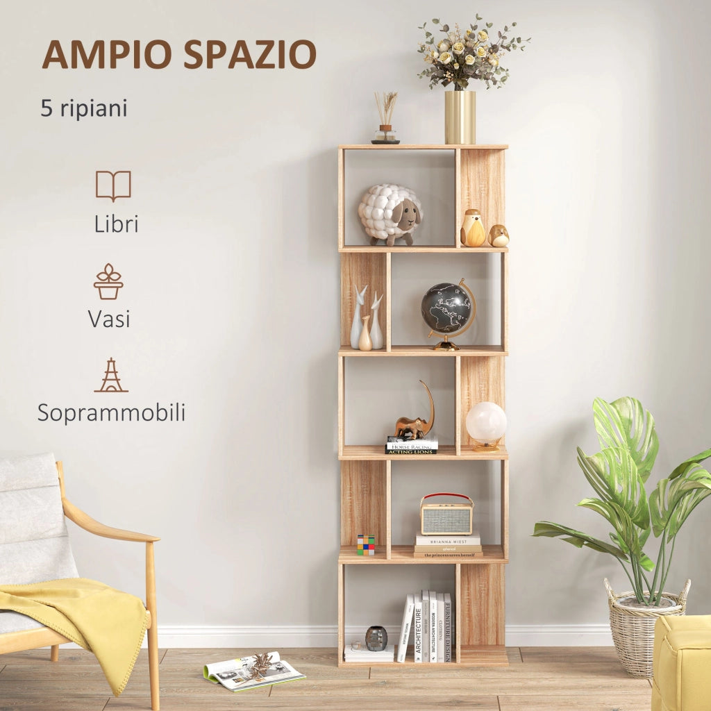 Mobile Libreria 5 Ripiani 60x24x184,5 cm in Legno