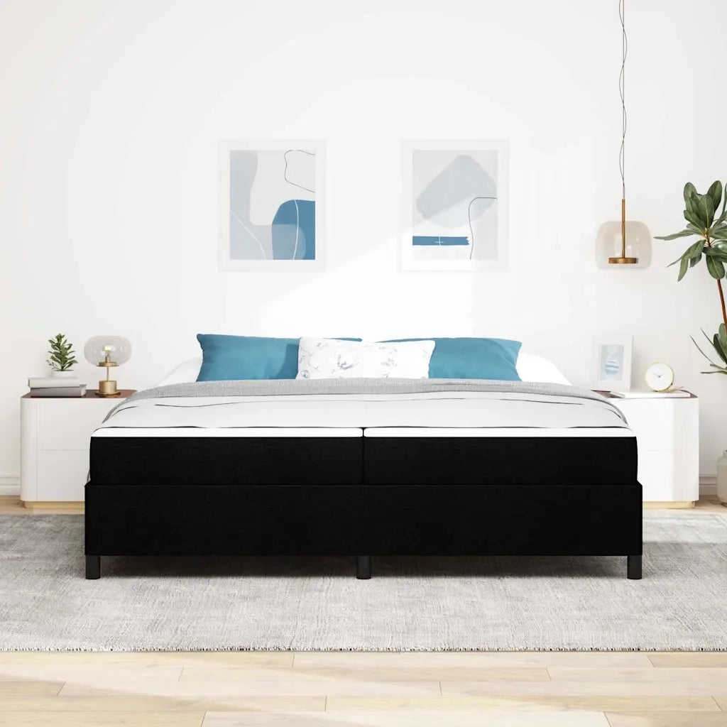 Letto a molle con materasso Nero 200 x 200 cm Tessuto