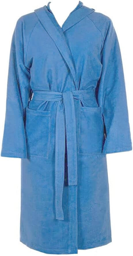 Accappatoio Microfibra Taglia XXL Moderno Morbido Uomo Donna Cintura Tasche Cappuccio Blu