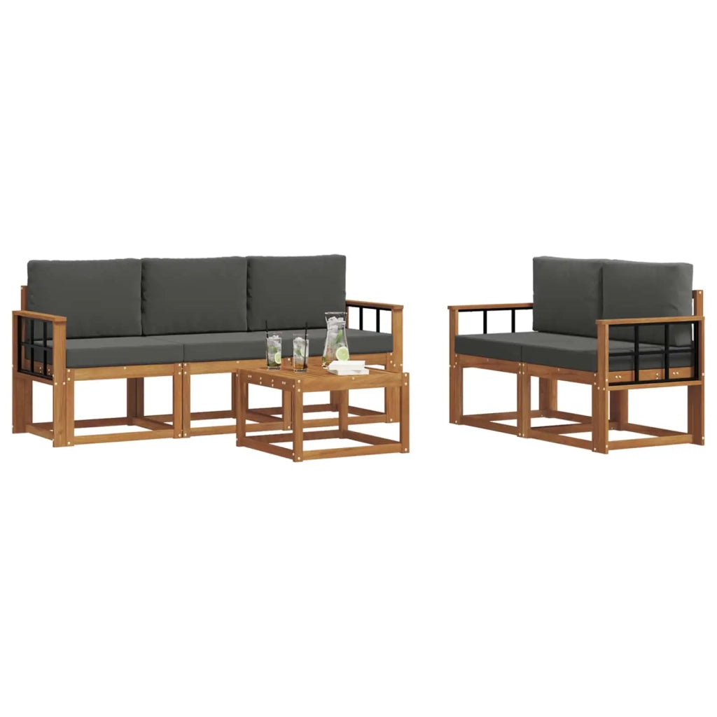 Set di divani da esterno con cuscino 6 pcs Naturale e Antracite 3366020