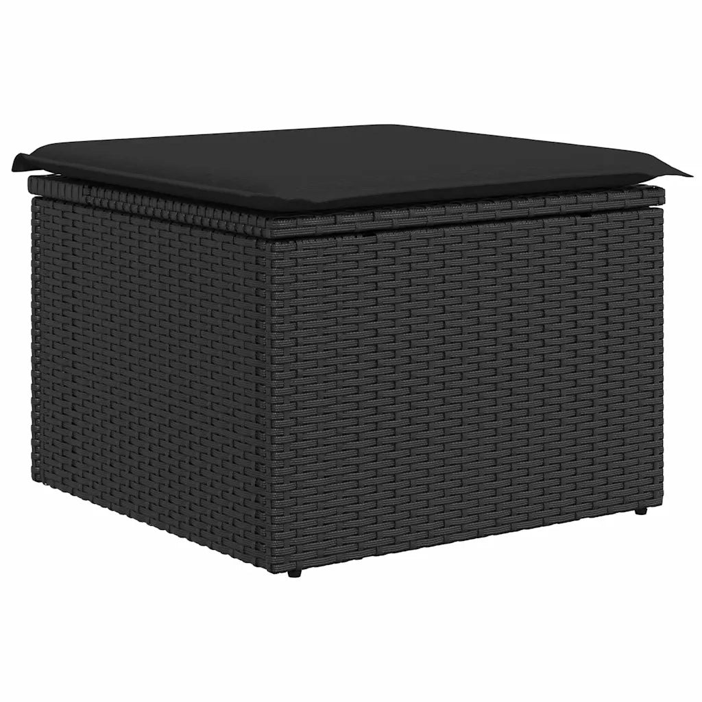 Set di divani con cuscino 4 pcs Nero polyrattan