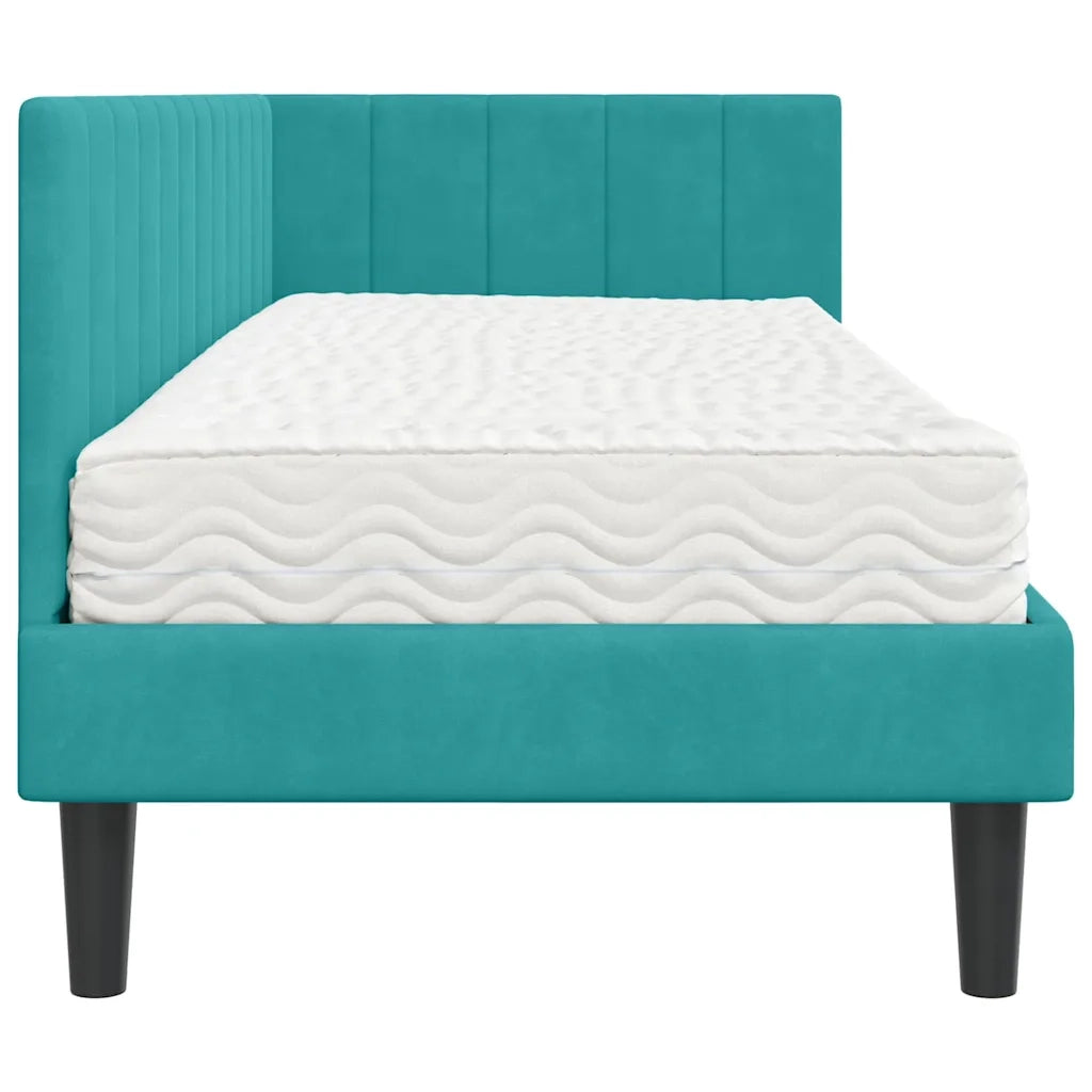 Struttura Letto Angolare con Materasso 2 pcs Turchese Velluto 3393886