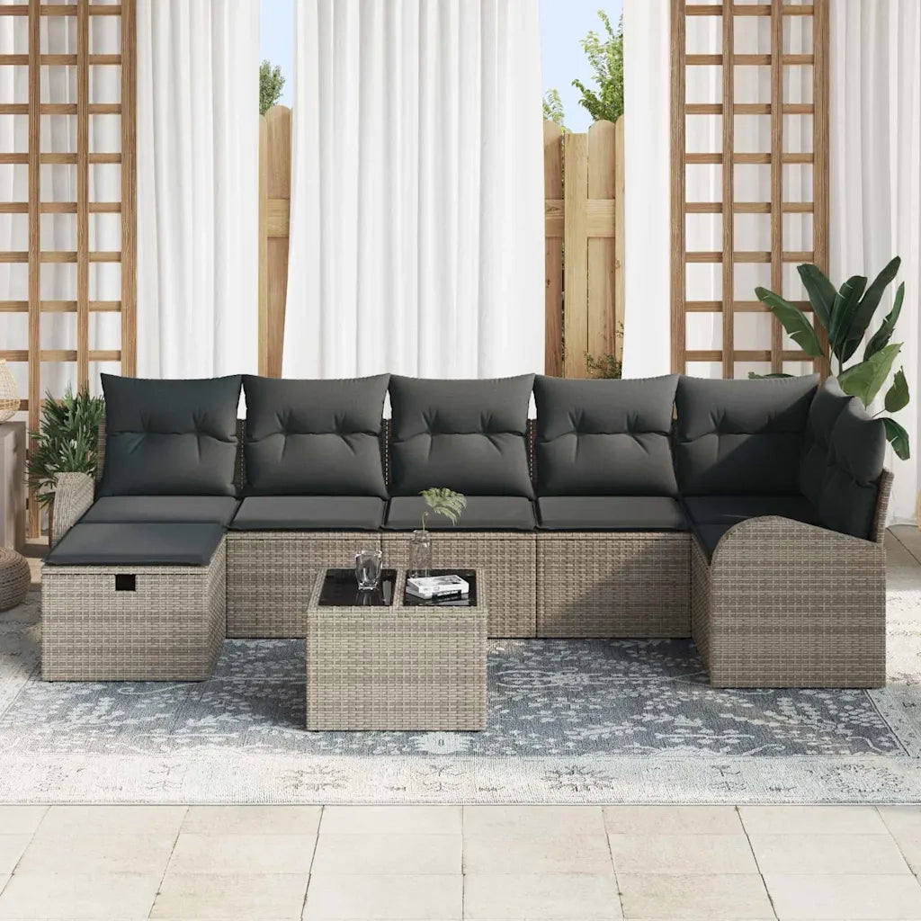 Set di divani con cuscino con archiviazione Grigio polyrattan 3359108